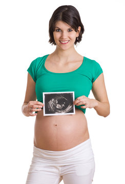 Schwangere frau mit Ultraschallbild