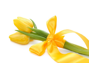beautiful bouquet of yellow tulips