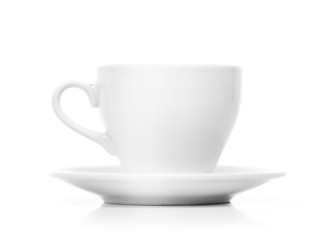 Perfect white coffee cup with steam isolated on white