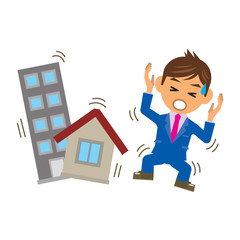 ビジネスマン イラスト 地震