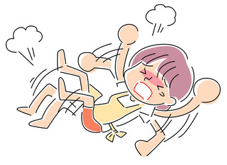 じたばたする女性