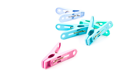 Colour clothes-peg isolated on white background
