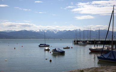 Fototapeta premium sailship in the harbour on the bodensee