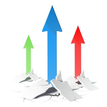 Vector growth arrows in success concept