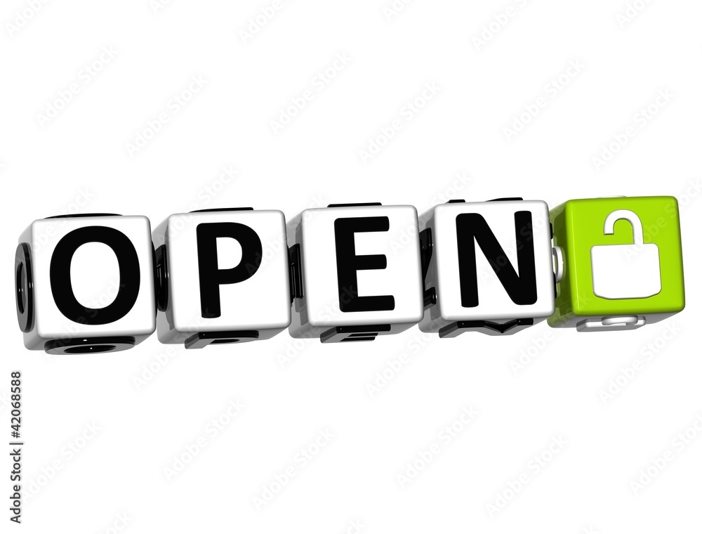 Fototapete 3d open button click here block text