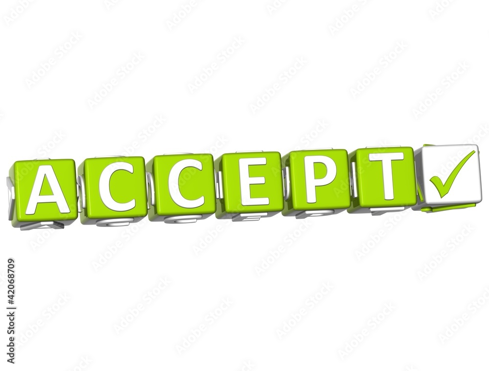 Poster 3d accept button click here block text