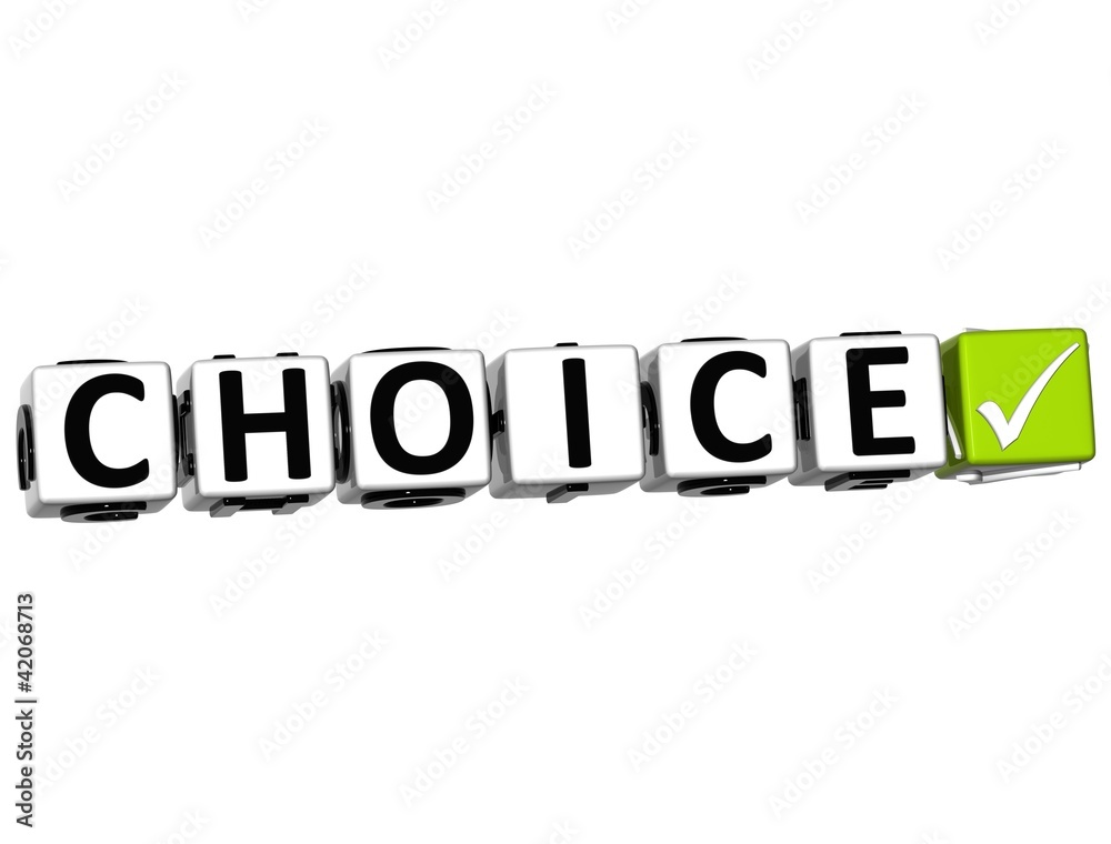 Poster 3d choice button click here block text