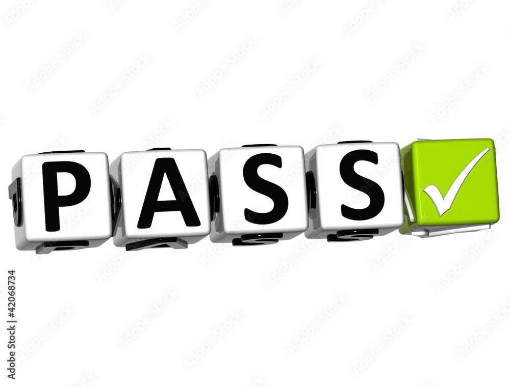 Poster 3d pass button click here block text