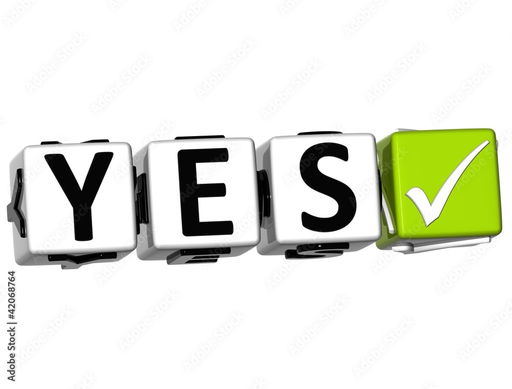 Poster 3d yes button click here block text
