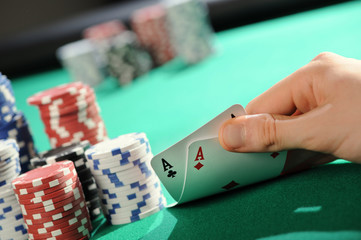 Naklejka premium Poker texas holdem: dwa asy