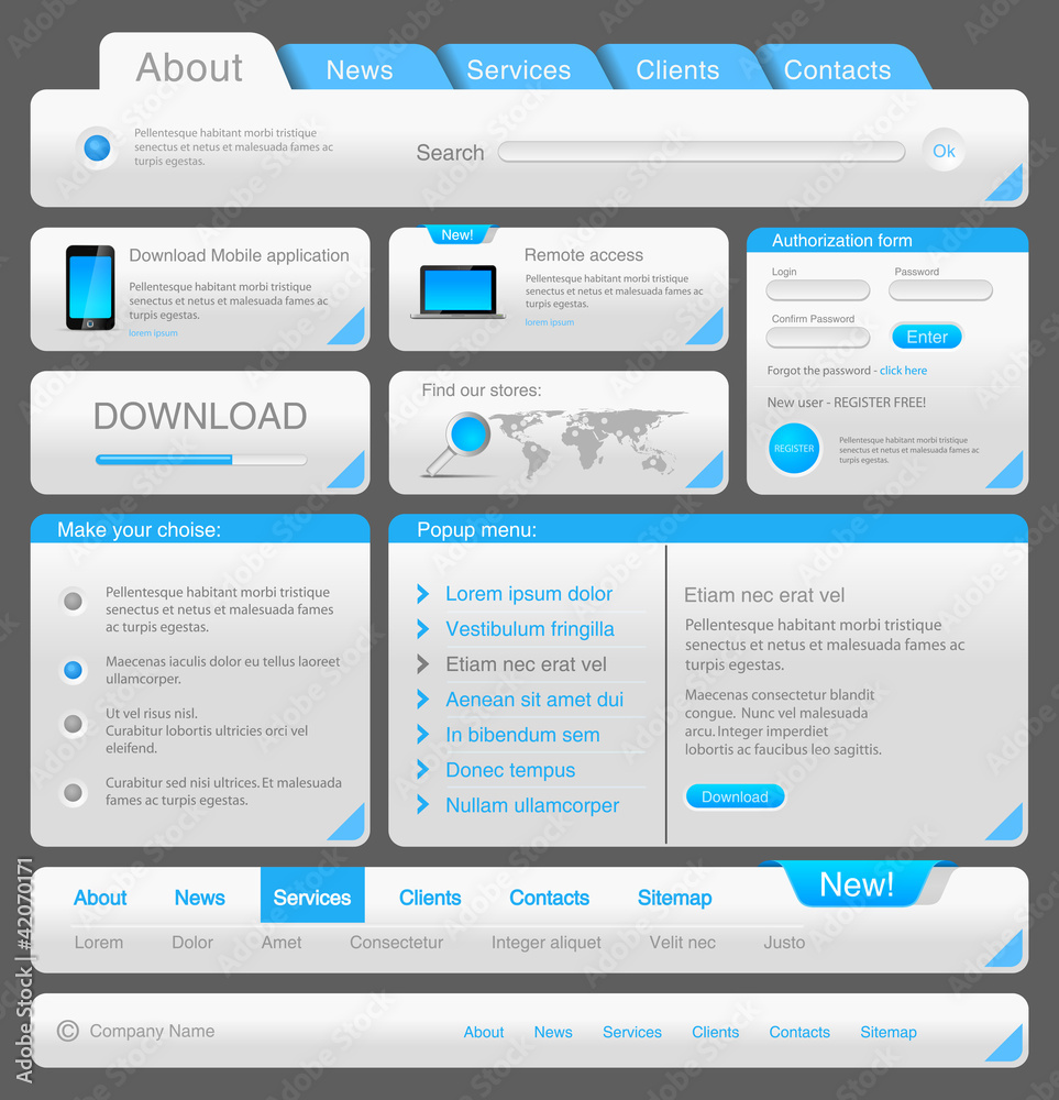 Wall mural web designers toolkit. design elements collection. vector.