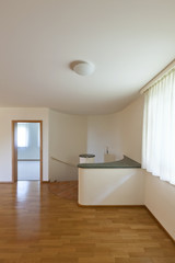 new classic house, interior, empty room with wooden floor
