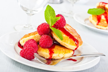 Pancakes with raspberry