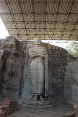 Ancient standing Buddha image, Gal Vihara, Polonnaruwa, Sri Lank