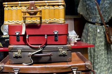 Second hand vintage suitcases