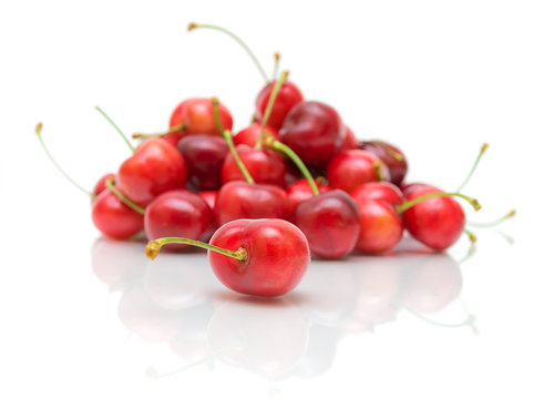 cherry on white background close-up