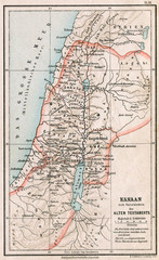 Map of Israel and Palestine. The Bible. Germany, 1895