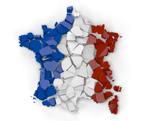 Broken map of France
