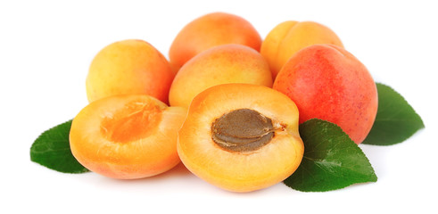Sweet apricots with leafs