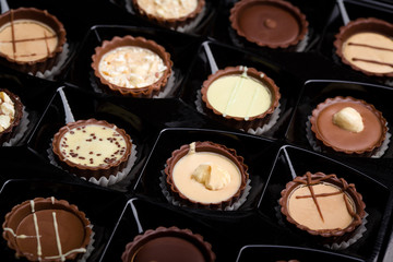 Milk chocolate candies with different filling