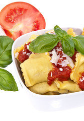 Bowl with Raviolis isolated on white