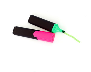 Colored markers on a white background