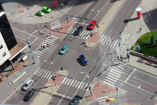 City street traffic from aerial view
