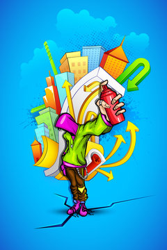 Cool Guy with Urban Grafitti