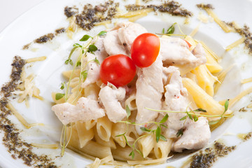 Pasta Bolognese with meat and tarragon