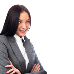 Young smiling business woman isolated