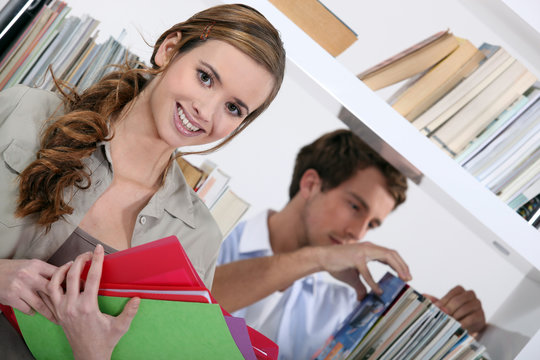 Students in library