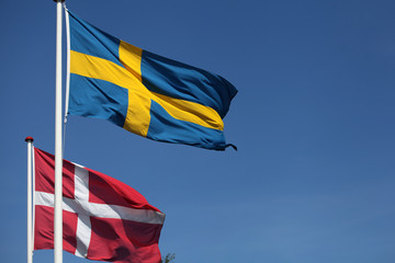 Denmark and Sweden - flags greeting the event