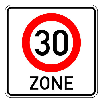 Beginn einer Tempo-30-Zone &ndash; RGB Rot