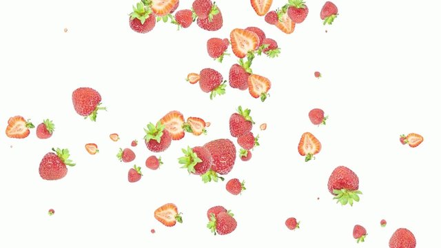 Falling Strawberries shaping a heart