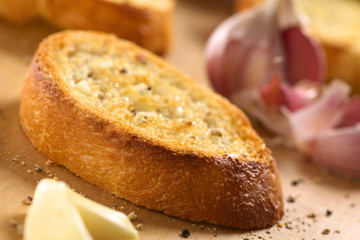 Italian antipasto Bruschetta with garlic, olive oil, pepper