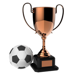 Soccer Copper award trophy isolated on white background with cli