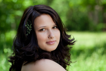 Naklejka premium Portrait of a beautiful brunette