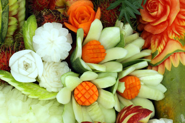 Carved fruits and vegetables