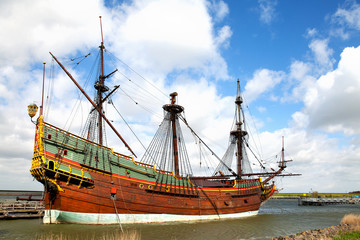 Replica of Dutch tall ship the Batavia - obrazy, fototapety, plakaty