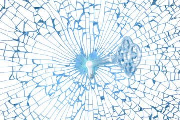 Glass key hole in fragile heart shape