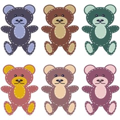 scrapbook teddy bears on white background