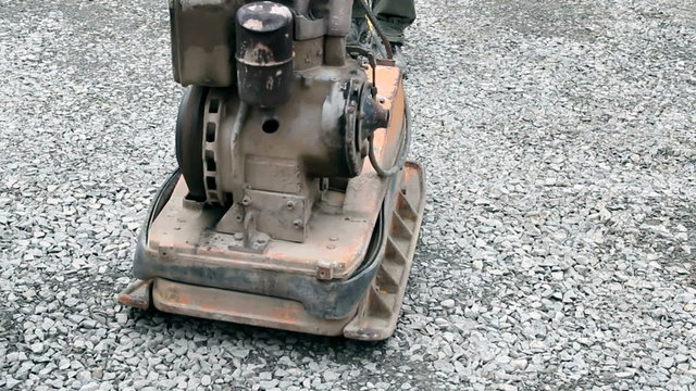 Soil Compacting at Construcion Site