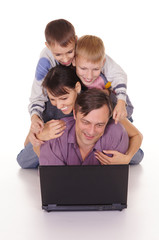 happy family with computer