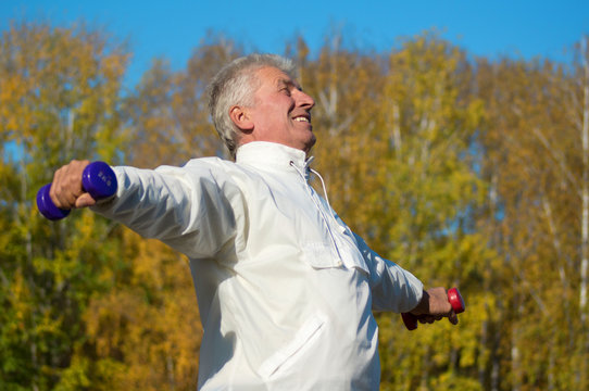 Old Man With Dumb Bells