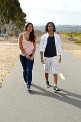 Young Couple Walking and Talking