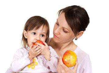 A nice Caucasian mother with a beautiful daughter