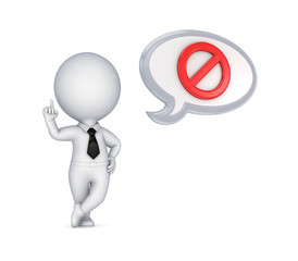 .3d small person and red stop symbol.