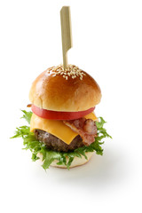 mini hamburger with toothpick