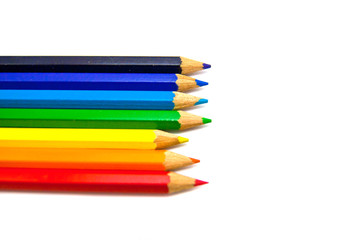 Rainbow pencils close-up