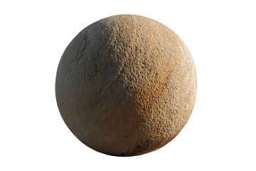 Shade of light brown stone ball on white background.